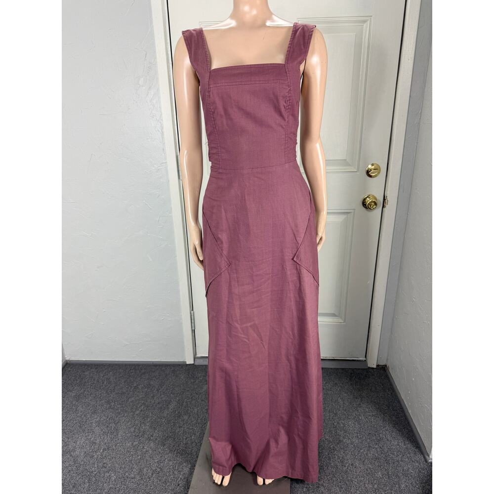 Vintage 70s My Girl Jrs Dress Maxi Cotton Hippie Pockets Long H15